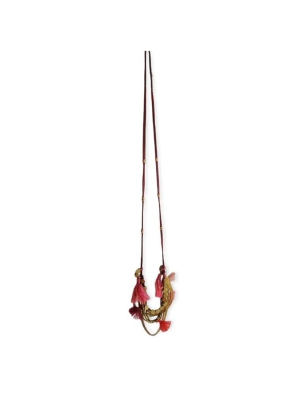Bohemian Tassel Necklace with Gold Accents